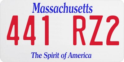 MA license plate 441RZ2