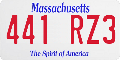 MA license plate 441RZ3