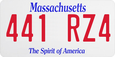 MA license plate 441RZ4