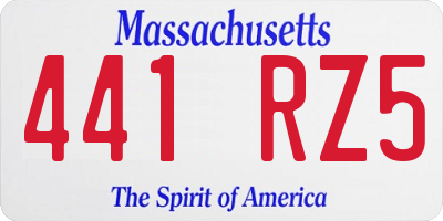 MA license plate 441RZ5