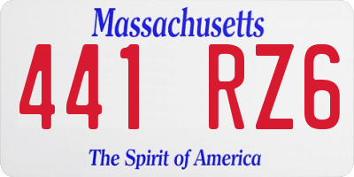 MA license plate 441RZ6