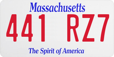 MA license plate 441RZ7