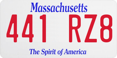 MA license plate 441RZ8