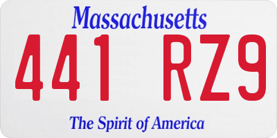 MA license plate 441RZ9