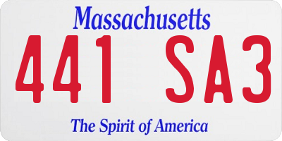 MA license plate 441SA3