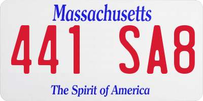 MA license plate 441SA8