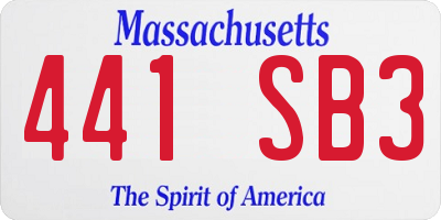 MA license plate 441SB3
