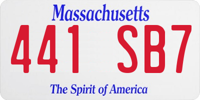 MA license plate 441SB7