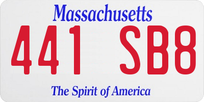 MA license plate 441SB8