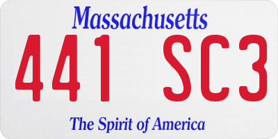 MA license plate 441SC3