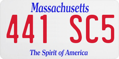 MA license plate 441SC5