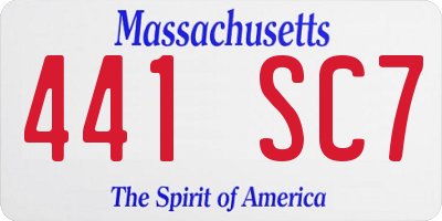 MA license plate 441SC7