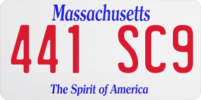 MA license plate 441SC9