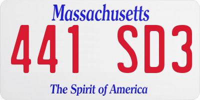 MA license plate 441SD3