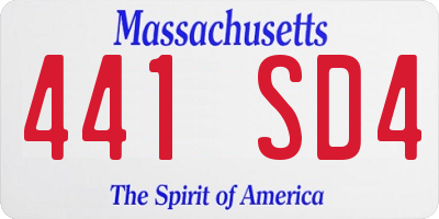 MA license plate 441SD4