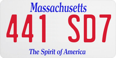 MA license plate 441SD7