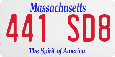 MA license plate 441SD8