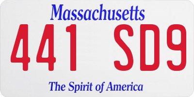 MA license plate 441SD9
