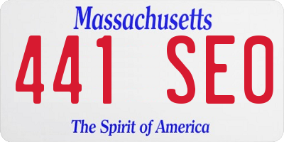 MA license plate 441SE0