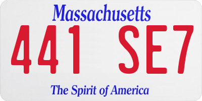MA license plate 441SE7