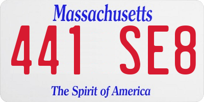 MA license plate 441SE8
