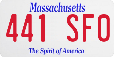 MA license plate 441SF0