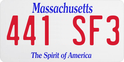 MA license plate 441SF3