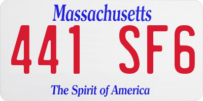 MA license plate 441SF6