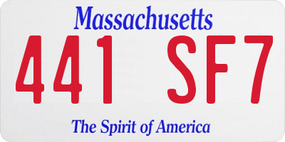 MA license plate 441SF7