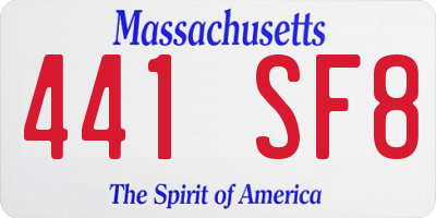 MA license plate 441SF8