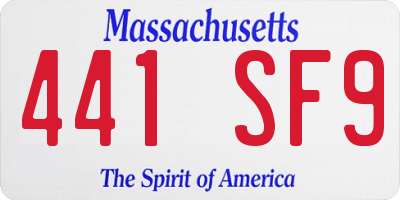 MA license plate 441SF9