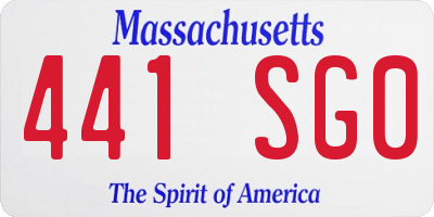 MA license plate 441SG0