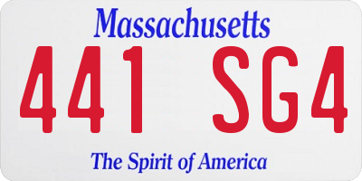MA license plate 441SG4