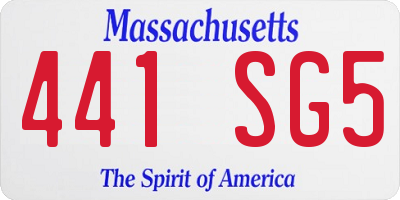 MA license plate 441SG5