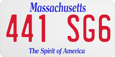 MA license plate 441SG6