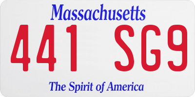 MA license plate 441SG9