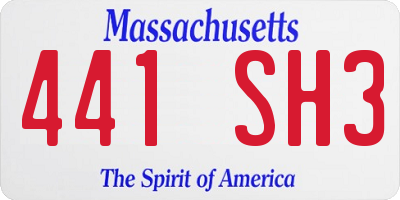 MA license plate 441SH3