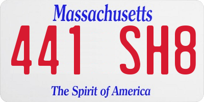 MA license plate 441SH8