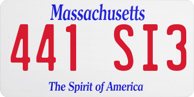 MA license plate 441SI3