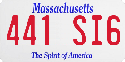 MA license plate 441SI6