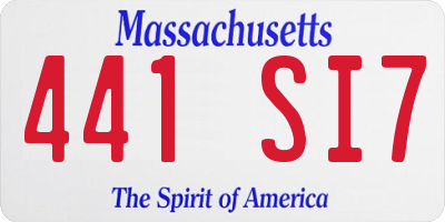 MA license plate 441SI7