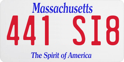 MA license plate 441SI8