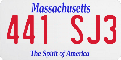MA license plate 441SJ3