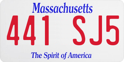 MA license plate 441SJ5