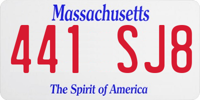 MA license plate 441SJ8