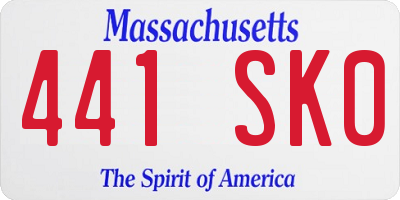 MA license plate 441SK0