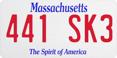 MA license plate 441SK3