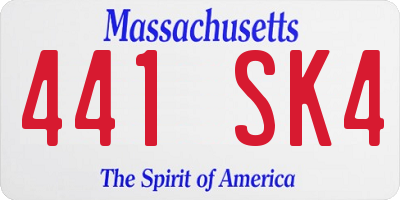 MA license plate 441SK4