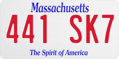 MA license plate 441SK7