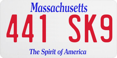 MA license plate 441SK9